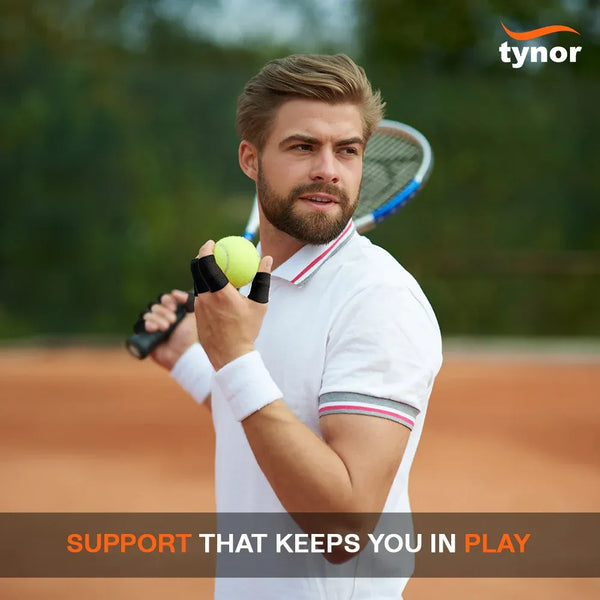 Tynor Finger Sleeves 706 worn while playing tennis