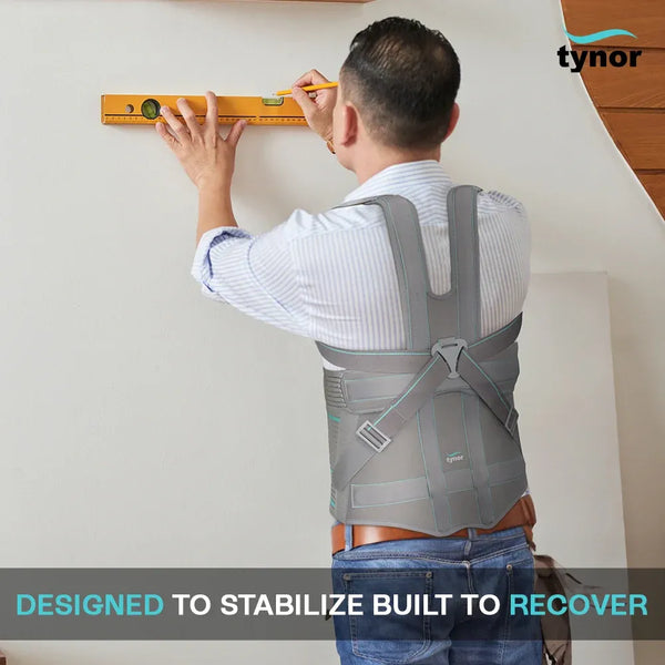 Tynor Taylor's Brace A13 worn during heavy-duty work for spine support