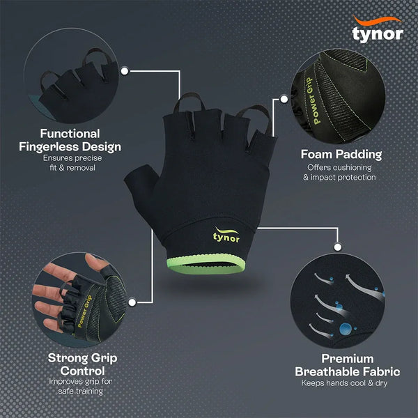 Tynorgrip Women's Gym Gloves 905 — fingerless design with foam padding