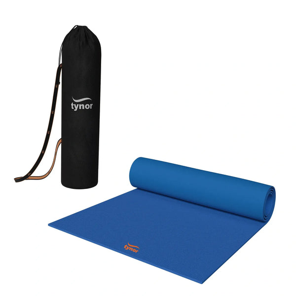 Tynor Yoga Mat TPE 8mm in blue with carry bag