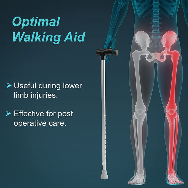 Tynor Walking Stick L-Type L08 | Adjustable Aluminium Cane — view 8