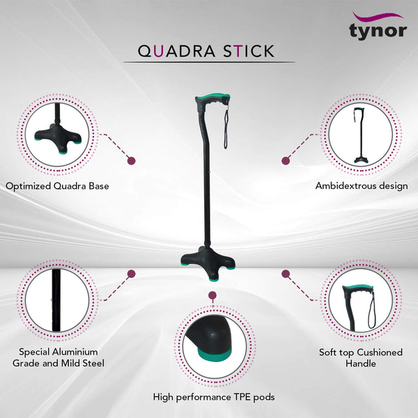 Tynor Quadra Walking Stick L36 | Soft Top Handle — view 4