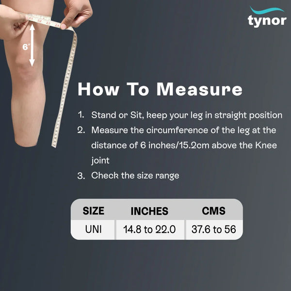 Tynor ROM Knee Brace 18" D10 — size chart