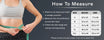Person measuring waist with a tape measure and a chart showing measurement guide on a dark background
