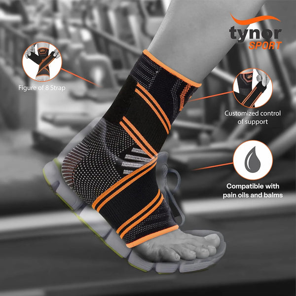Feature view of neon orange Air Pro ankle binder for support, stability, and pain relief