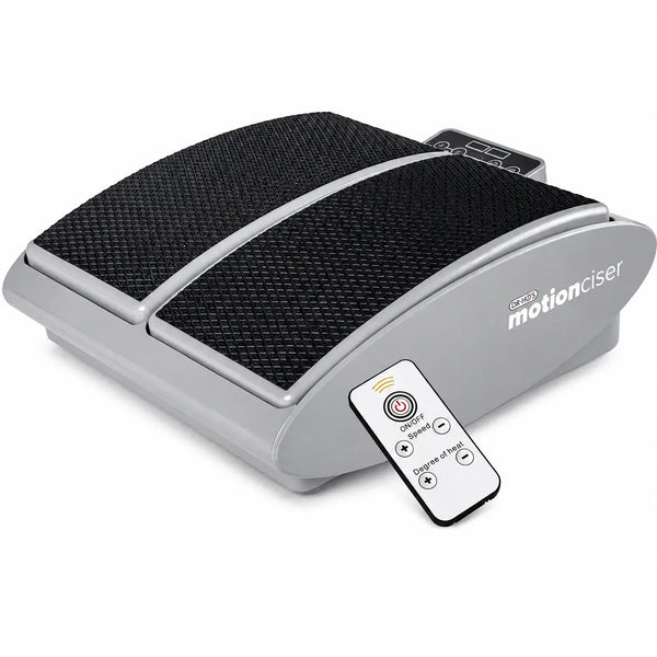 Step platform with remote control on a white background
