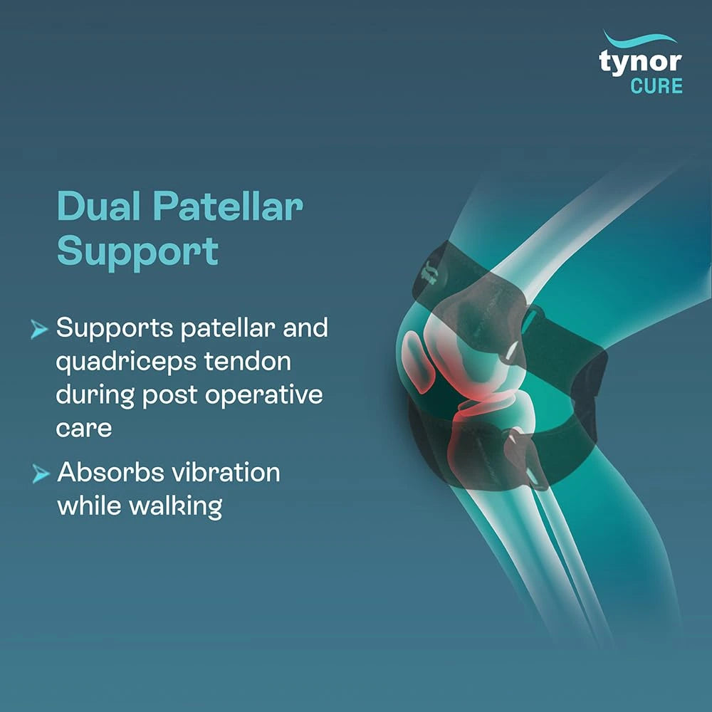 Tynor dual patellar support knee brace for patella alignment, tendon support, and knee stability