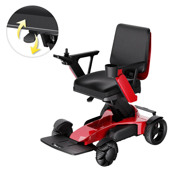Easwe L10 electric wheelchair in Pearl Red with manual seat height adjustment and standard backrest, NDIS Australia