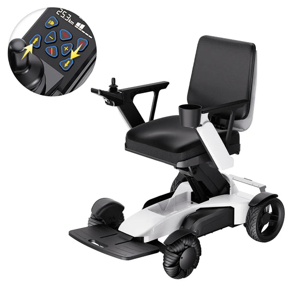 Easwe L10 electric wheelchair in Pearl White with electric seat height adjustment and standard backrest, NDIS Australia