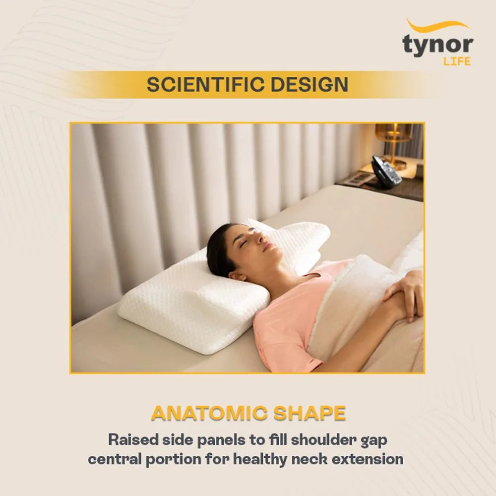 Elite anatomic memory foam pillow with scientific design for ergonomic neck and spine support