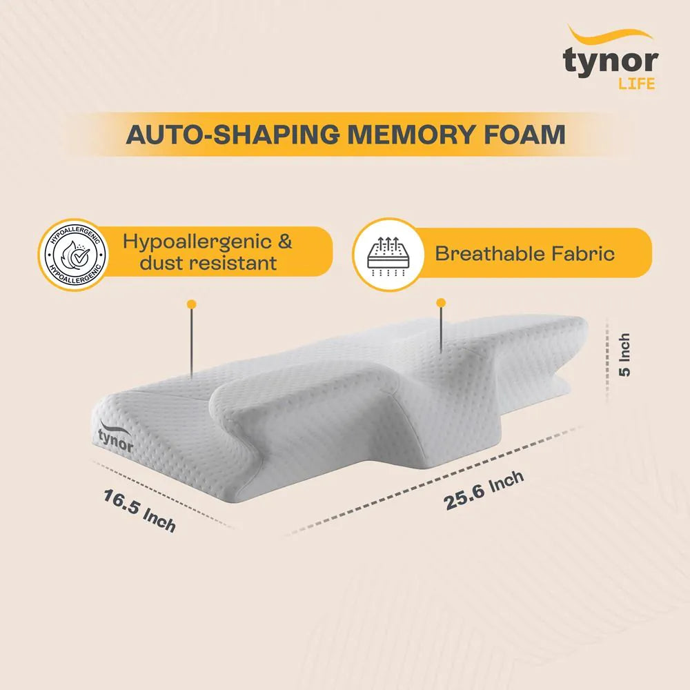 Elite anatomic pillow with auto-shaping memory foam for customized neck and head support