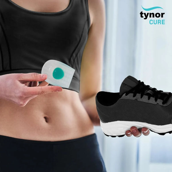 Transparent silicone heel cushion pair — orthopedic support for heel pain and shock absorption.