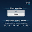Tynor Bed Back Rest I 950 — size chart and sitting angles