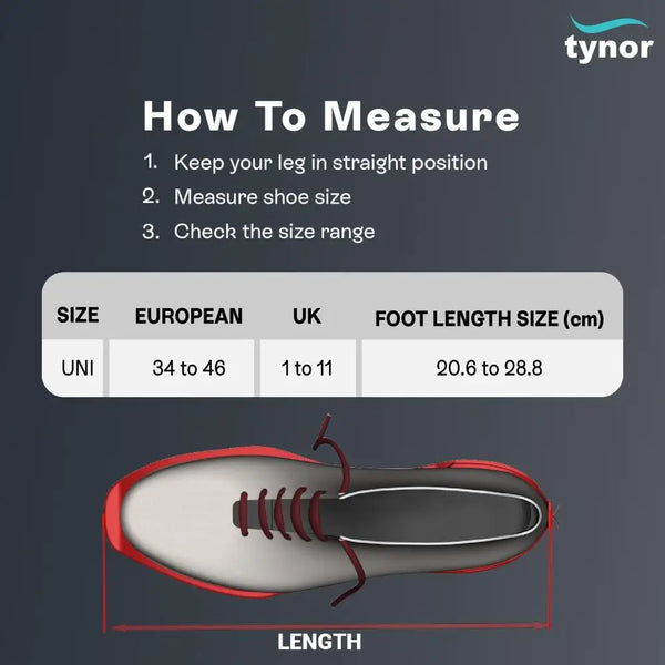 Tynor Bunion Splint K14 shoe size guide