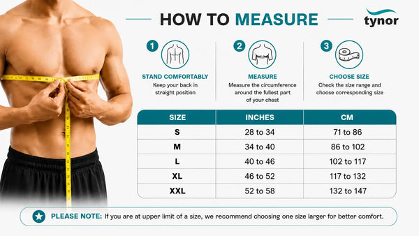Tynor Chest Binder A11 — size chart
