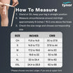 Tynor D13 Knee Immobiliser size chart — how to measure mid-thigh circumference for sizes CH to XXL