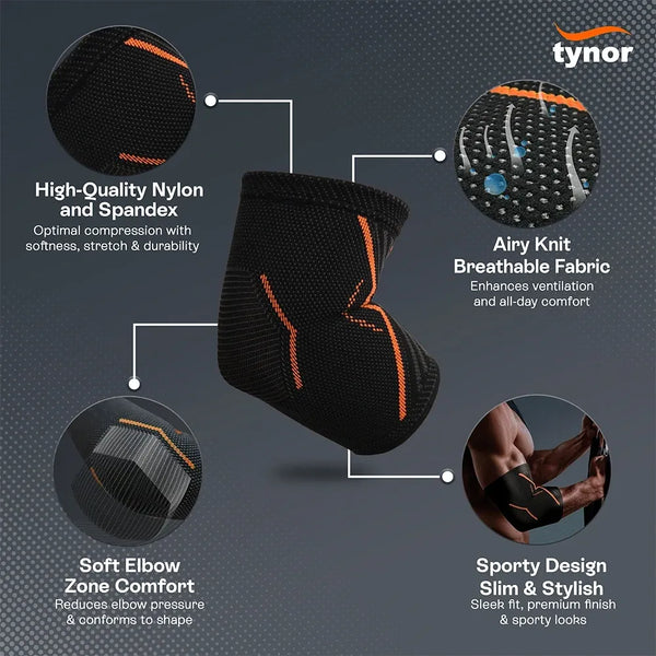 Tynor Elbow Support Air | Neon Orange Sports Elbow Support