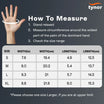 Tynorgrip gloves — size chart and hand measuring instructions