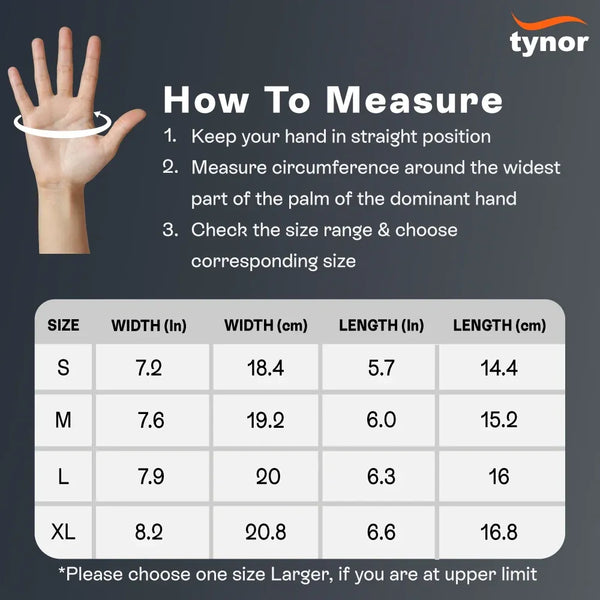 Tynorgrip Gym Gloves 904 — size chart and how to measure