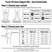 Tynor OA Knee Support J08 size and variant guide — choose Variant A or B by knee and gap, then size by thigh circumference