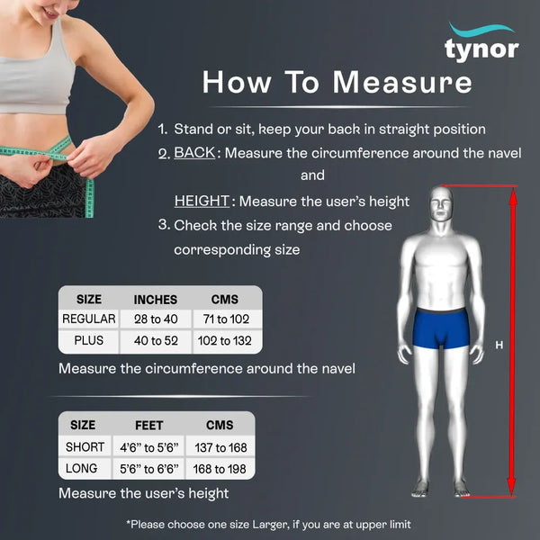 Tynor Taylor's Brace A13 — size chart and waist measurement