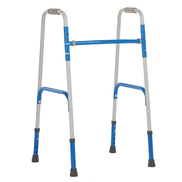 Blue and gray walker on a white background