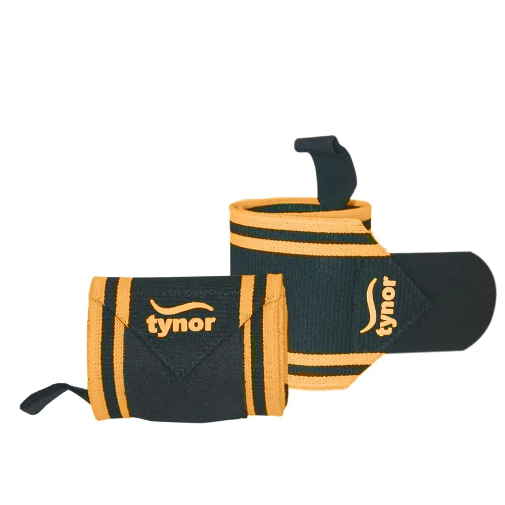 Neo neon orange wrist wrap with thumb loop for enhanced wrist support during workouts and sports
