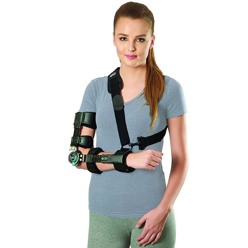 AHS Elbow ROM Brace- Hinged Elbow Brace for Post Op Elbow Fracture Rehabilitation, Right or Left-1