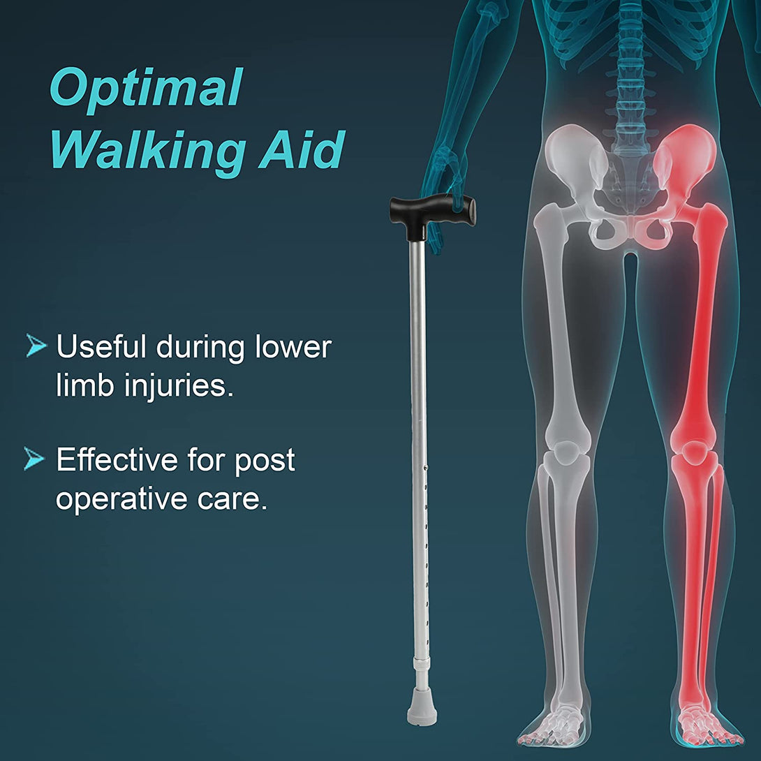 Premium Adjustable Walking Stick- Black, Gold & Silver- Australia 