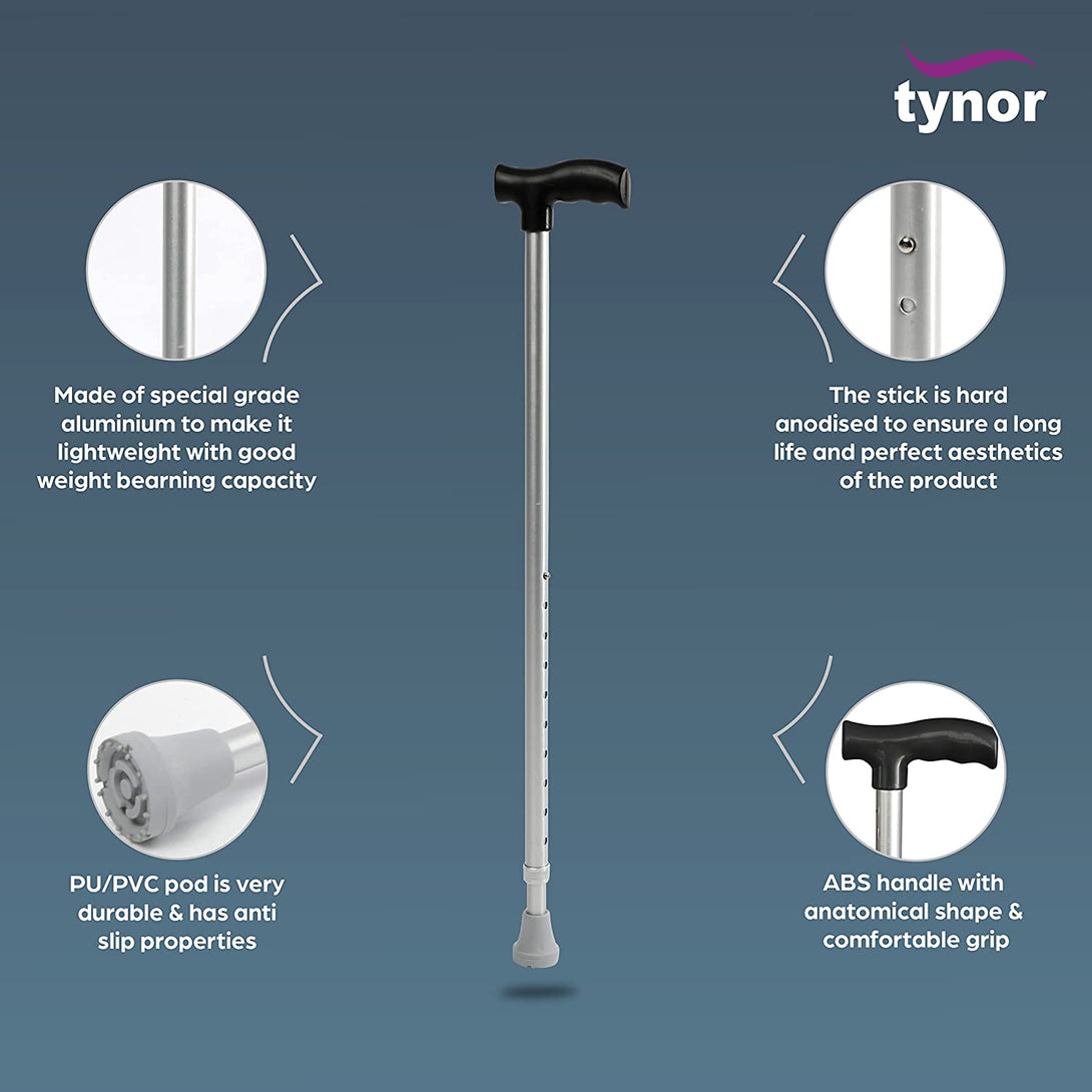 Premium Adjustable Walking Stick- Black, Gold & Silver- Australia 