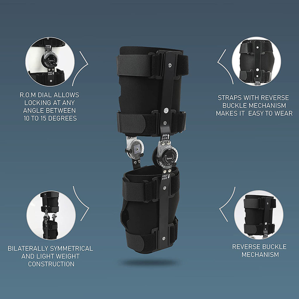 AHS Hinged ROM Knee Brace, Post Op Knee Brace for Recovery Stabilization-4