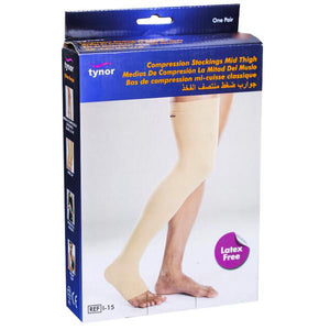 Tynor Compression Stocking Mid Thigh Classic - Beige, Pair