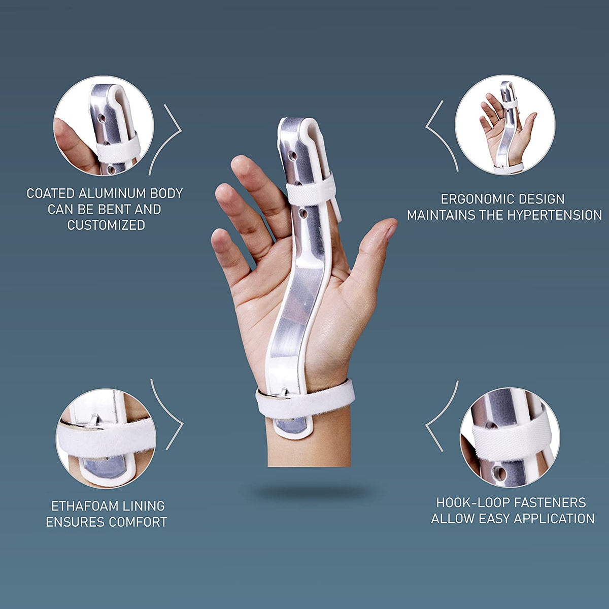 Aluminium Finger Splint Extension Metal Finger Support Brace for Broken Fingers Straightening Fracture-5