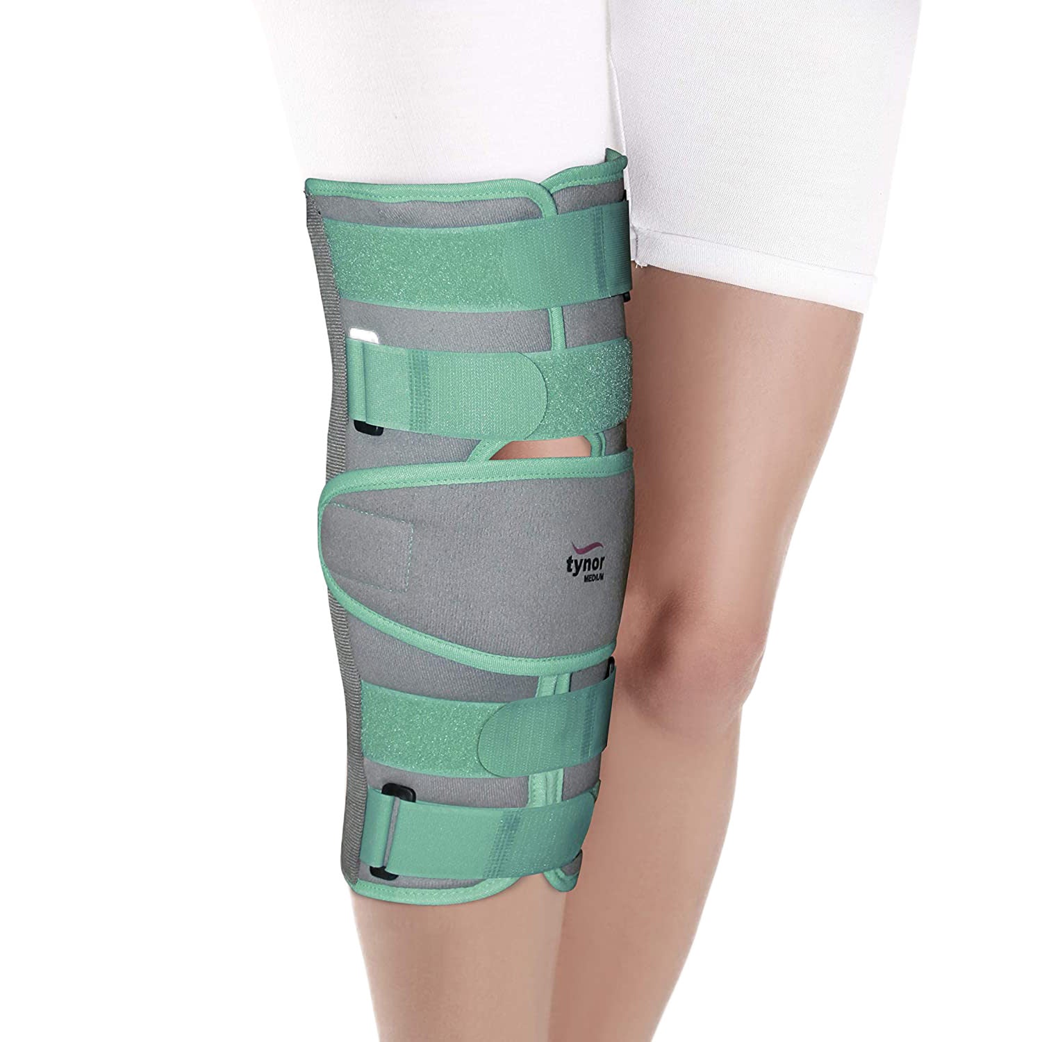 AHS Tri-Panel Knee Immobilizer Full Leg Brace - Breathable and Lightweight - Straight Leg Support - Knee Splint-1