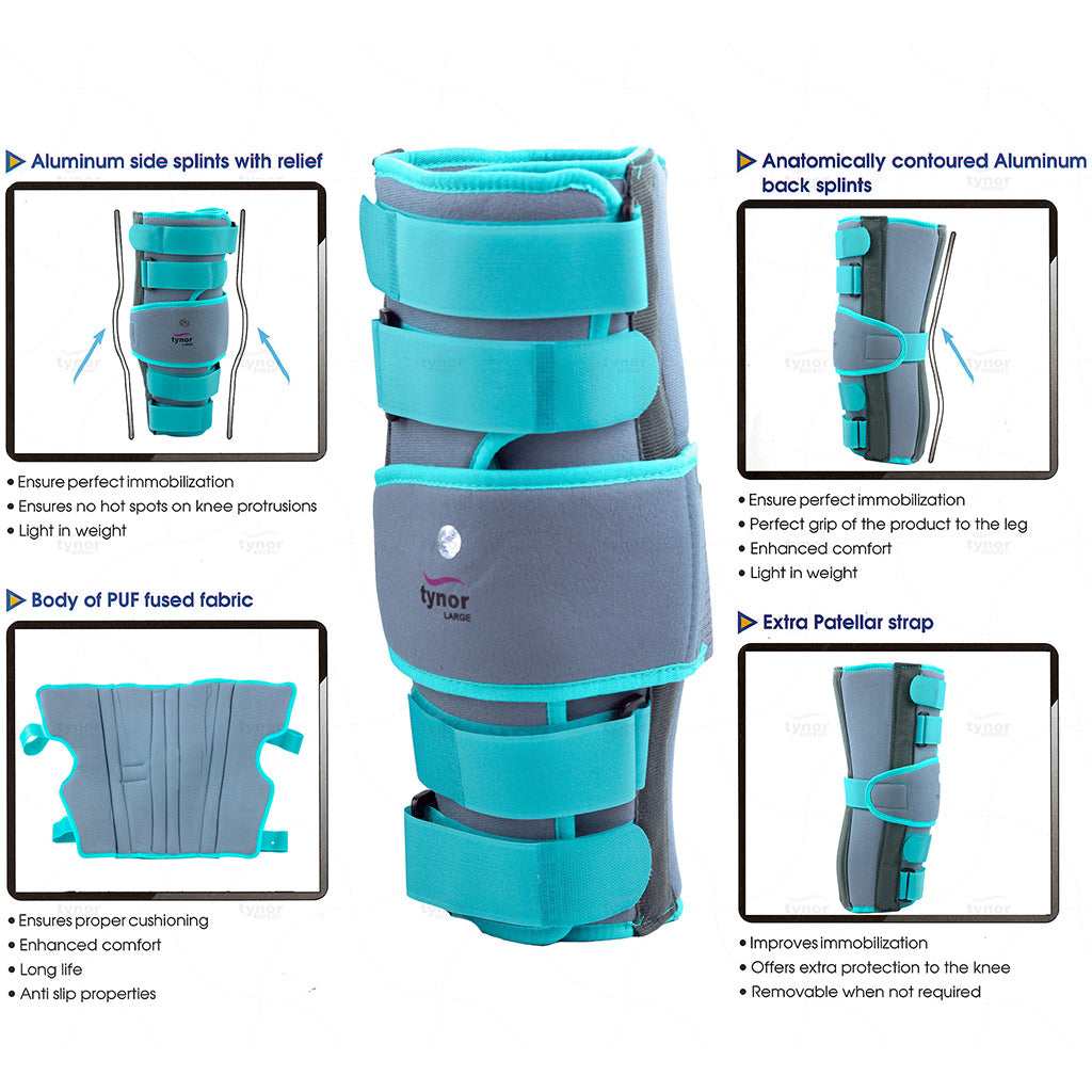 AHS Tri-Panel Knee Immobilizer Full Leg Brace - Breathable and Lightweight - Straight Leg Support - Knee Splint-7