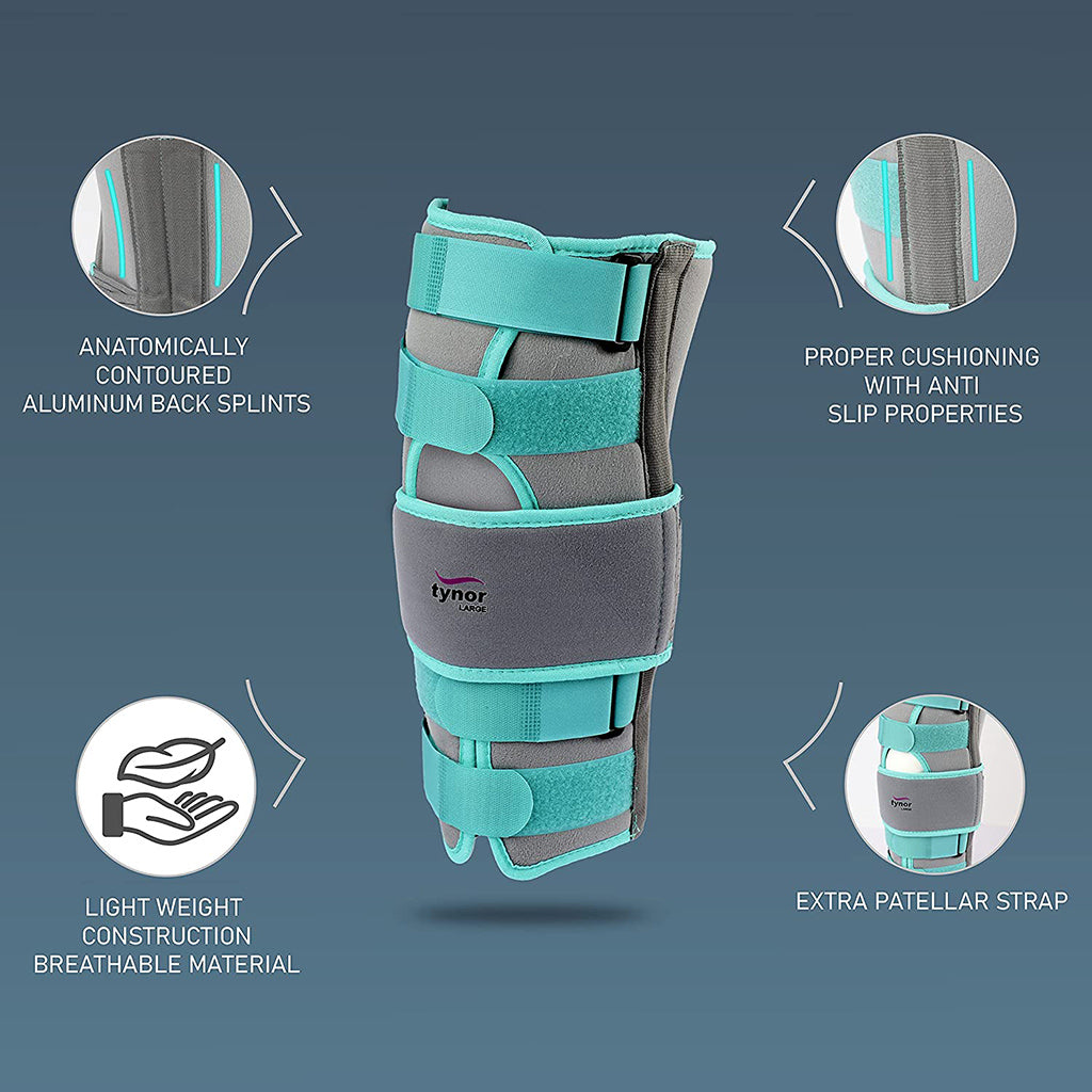 AHS Tri-Panel Knee Immobilizer Full Leg Brace - Breathable and Lightweight - Straight Leg Support - Knee Splint-4