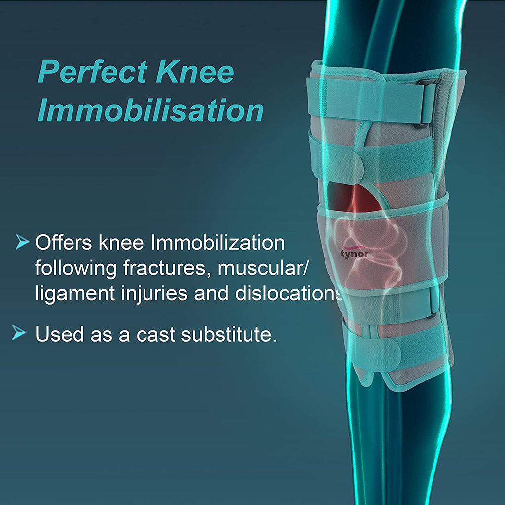AHS Tri-Panel Knee Immobilizer Full Leg Brace - Breathable and Lightweight - Straight Leg Support - Knee Splint-2
